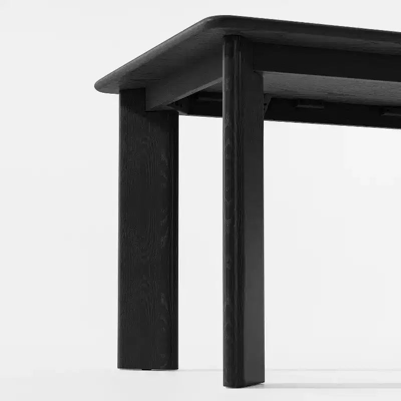 Table à manger de ferme en bois massif noir 67 x 33,5 po avec plateau carré en bois pour salles à manger modernes et réunions de famille