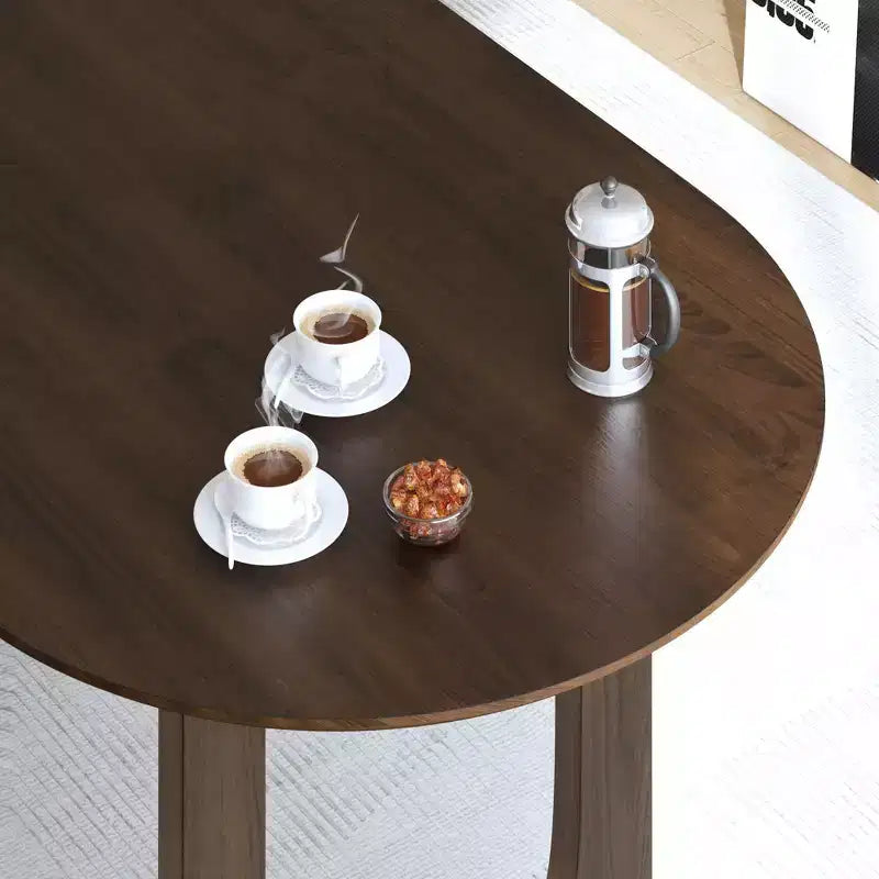 Table de salle à manger ovale moderne en bois massif de noyer 67 x 33,5 avec pieds arqués pour cuisine et salle à manger