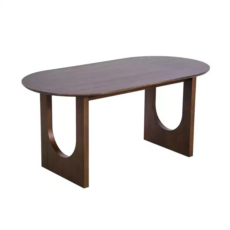 Table de salle à manger ovale moderne en bois massif de noyer 67 x 33,5 avec pieds arqués pour cuisine et salle à manger