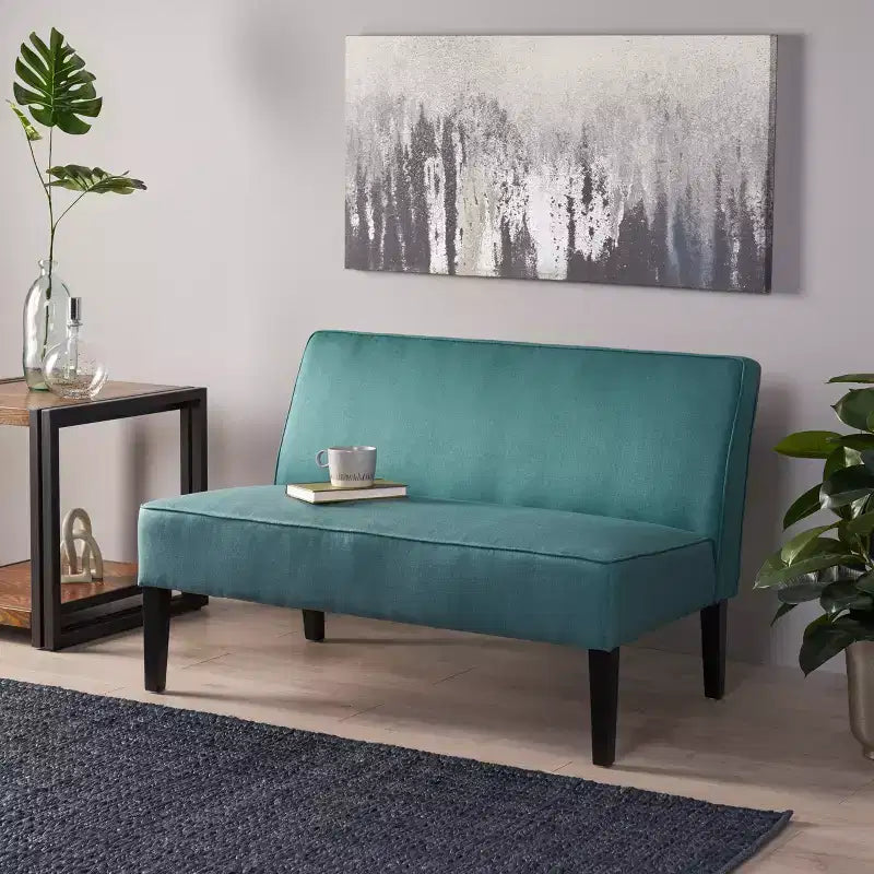 GDFStudio Gravina Contemporary Armless Upholstered Loveseat with Birch Wood Legs