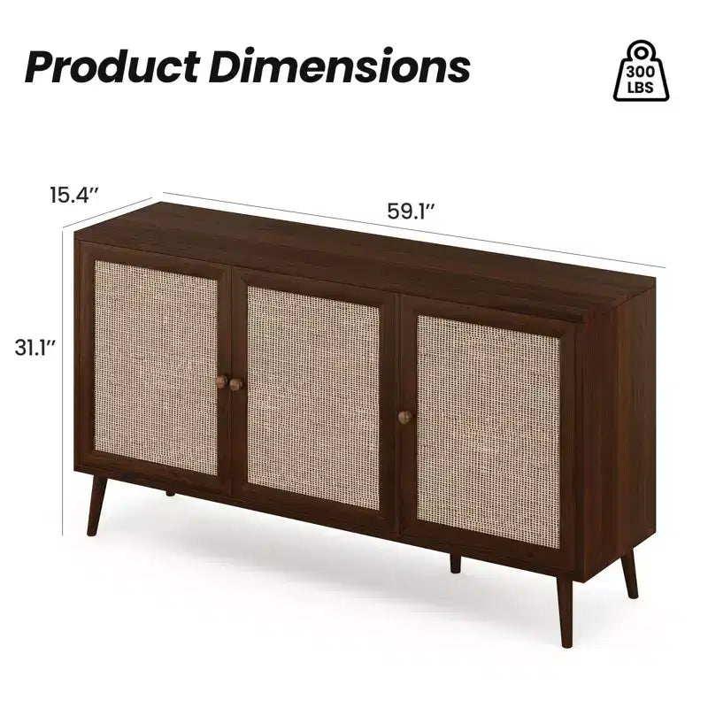 Buffet commode, meuble d'appoint avec 3 portes et 3 étagères, meuble de rangement pour salon, entrée, couloir, bureau