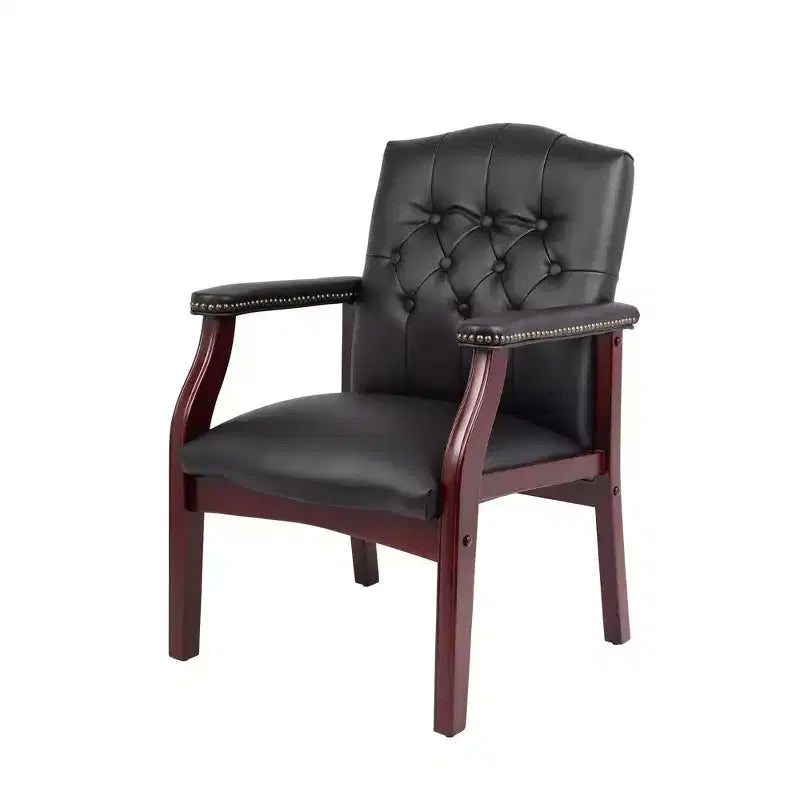 Chaise de bureau de direction à dossier mi-hauteur, chaise visiteur avec assise et accoudoirs rembourrés, chaise confortable pour salle de réunion, bureau, étude