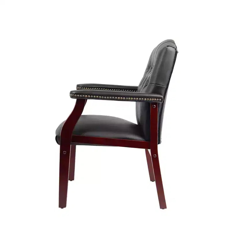 Chaise de bureau de direction à dossier mi-hauteur, chaise visiteur avec assise et accoudoirs rembourrés, chaise confortable pour salle de réunion, bureau, étude