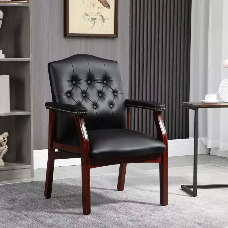 Okak Mid-Back Executive Office Chair, Guest Chair with Padding Seat and Armrests, Comfy Chair for Meeting Room, Office, Study