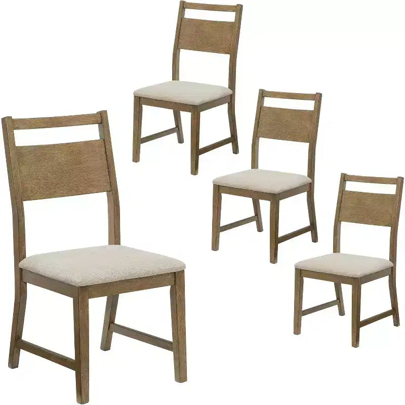 Table à manger ronde en bois massif de 46", chaises, meubles de cuisine et de salle à manger Mid-Century