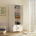 Famapy Freestanding Wardrobe with Adjustable Shelves & Bottom Drawer,Armoire Closet Clothing Organizer,Bedroom/Entryway Storage Cabinet