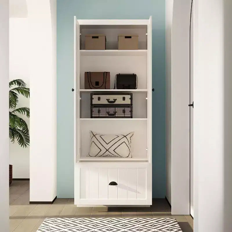 Armoire autoportante avec étagères réglables et tiroir inférieur, Organisateur de vêtements de placard, Meuble de rangement pour chambre à coucher/entrée