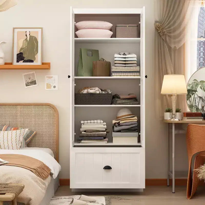 Armoire autoportante avec étagères réglables et tiroir inférieur, Organisateur de vêtements de placard, Meuble de rangement pour chambre à coucher/entrée
