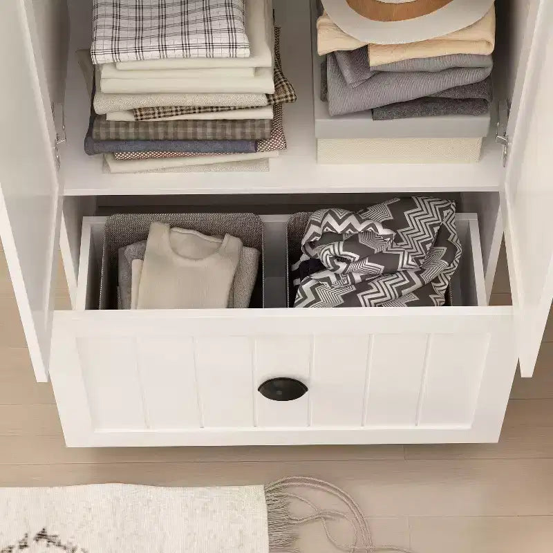Armoire autoportante avec étagères réglables et tiroir inférieur, Organisateur de vêtements de placard, Meuble de rangement pour chambre à coucher/entrée