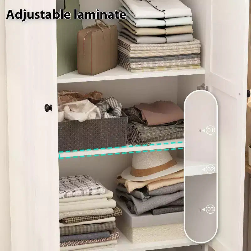 Armoire autoportante avec étagères réglables et tiroir inférieur, Organisateur de vêtements de placard, Meuble de rangement pour chambre à coucher/entrée