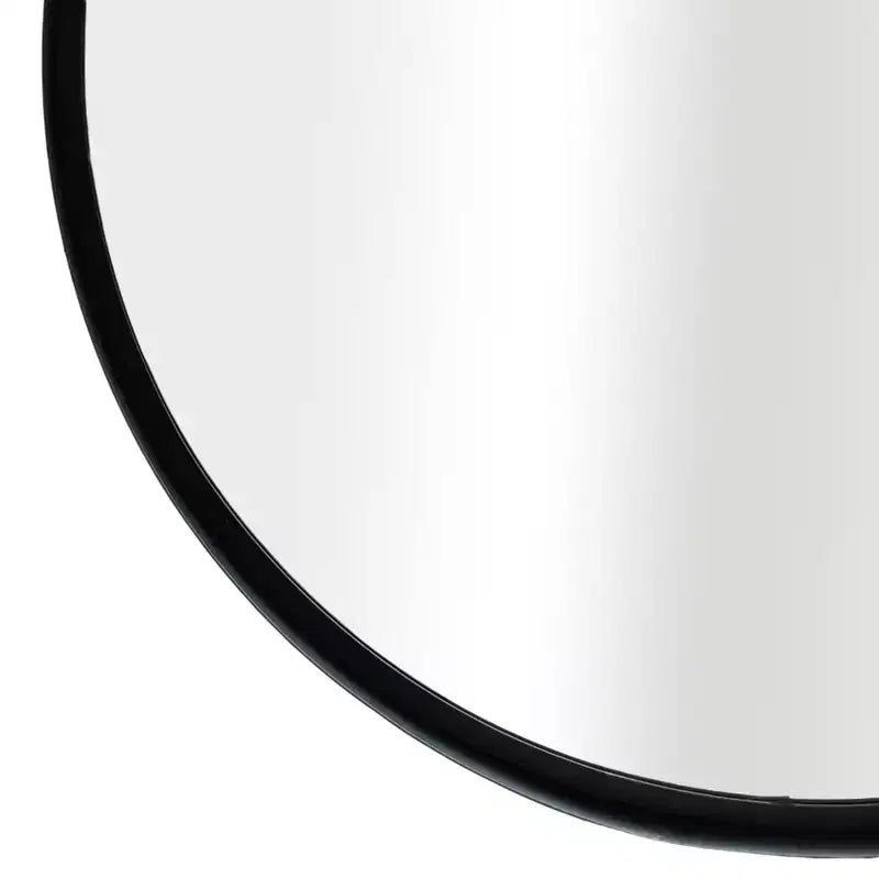 Miroir mural rond avec sangle de suspension - Cadre en métal, sangle en similicuir, décoration intérieure moderne pour chambre, salon, bureau - 3 couleurs : noir