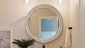 GDFStudio Cruz Farmhouse Wooden Decorative Round Wall Mirror With Beads