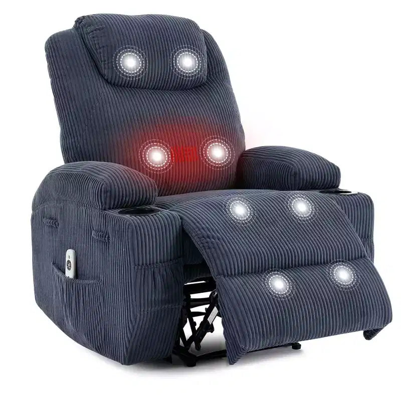 Fauteuil inclinable ultra-confortable en velours côtelé pour petits espaces, fauteuils inclinables électriques réglables mis à jour pour adultes avec 2 poches latérales