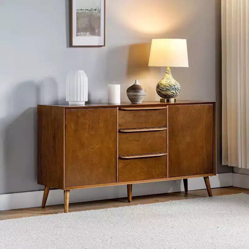 Buffet à 3 tiroirs de 57 po de large en bois franc