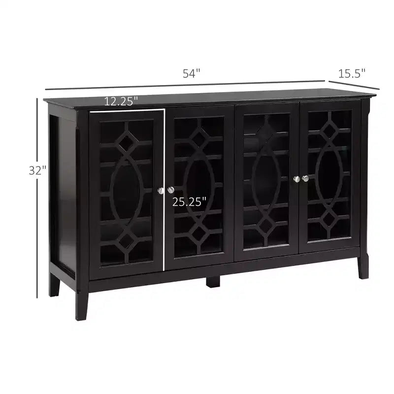 Buffet Vaisselier, Meuble de Rangement de Cuisine, Meuble d'Appoint avec Portes en Verre et Étagères Réglables