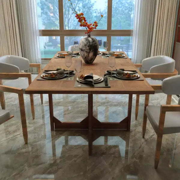 Royal Hampton 62 Inch Rectangular Dining Table, Handcrafted Natural Mango Wood with Magnetic Catchers