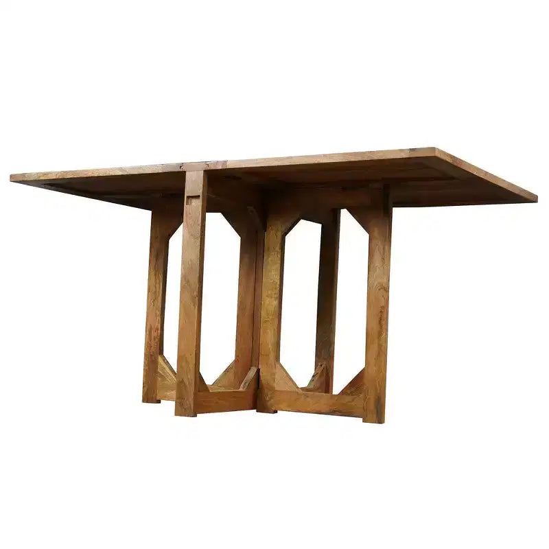Table de salle à manger rectangulaire de 62 pouces, en bois de manguier naturel fait main avec loquets magnétiques