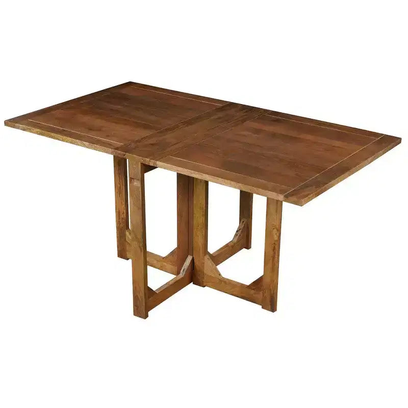 Table de salle à manger rectangulaire de 62 pouces, en bois de manguier naturel fait main avec loquets magnétiques