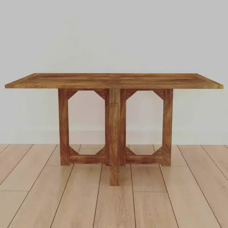 Table de salle à manger rectangulaire de 62 pouces, en bois de manguier naturel fait main avec loquets magnétiques