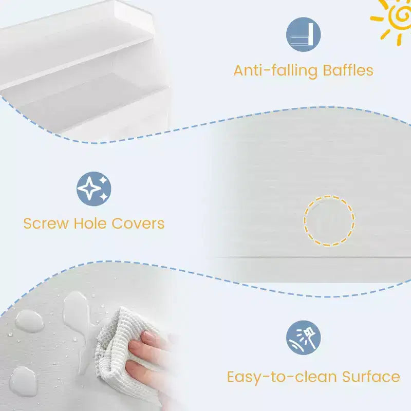 Organisateur de rangement de jouets pour enfants avec 2 tiroirs mobiles et compartiment ouvert Gris/Blanc
