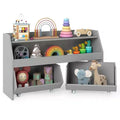 Costway Kids Toy Storage Organizer with 2 Movable Drawers Open Shelf Compartment for Kids Gray/White