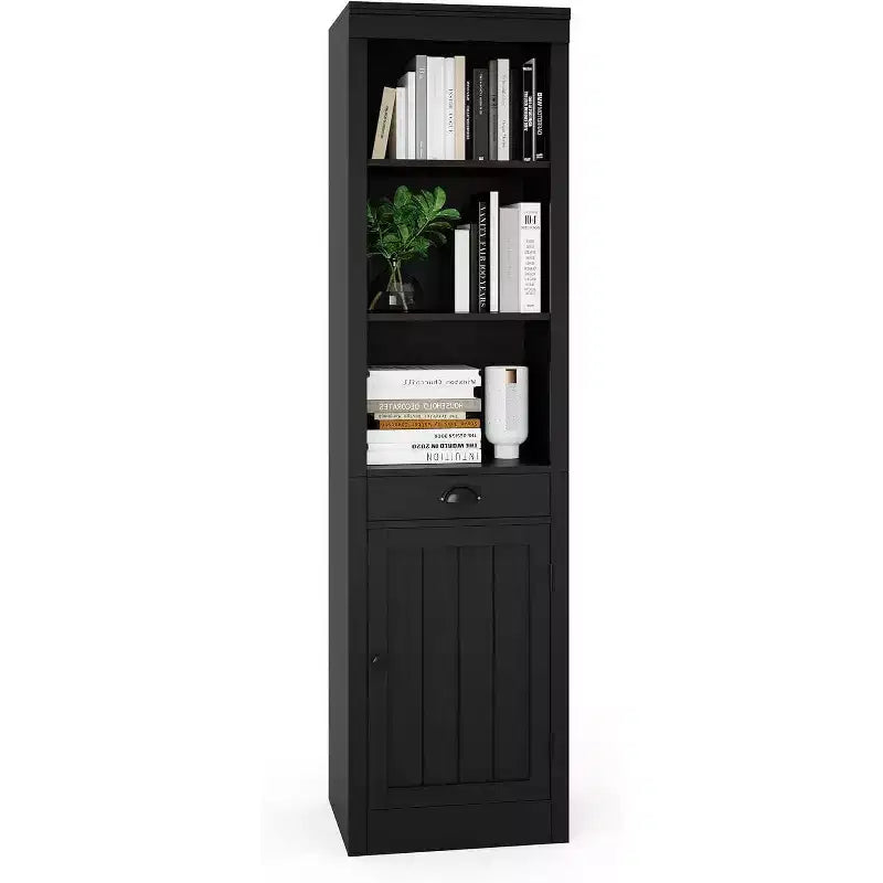 Bibliothèque de 180 cm avec armoire, bibliothèque à 3 étagères et rangement réglable, organisateur moderne