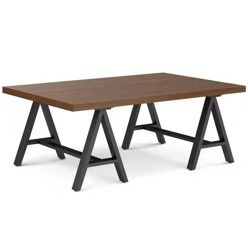Hawkins Metal/Wood Coffee Table Walnut - WyndenHall: Industrial Dark Brown Rectangle with Storage, Black Frame