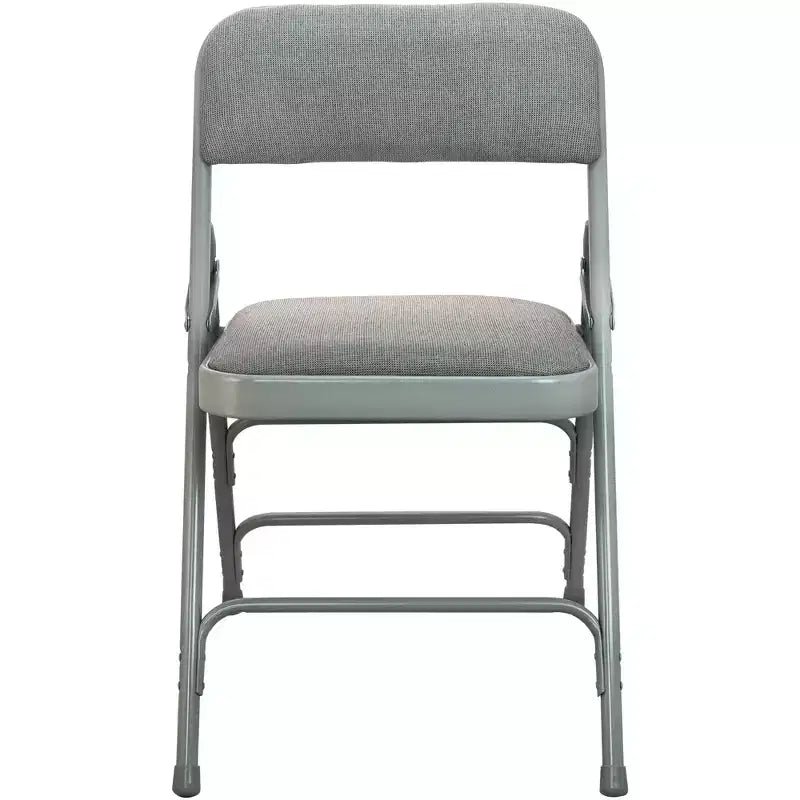 Lot de 4 chaises pliantes en métal rembourrées beiges - Assise en tissu