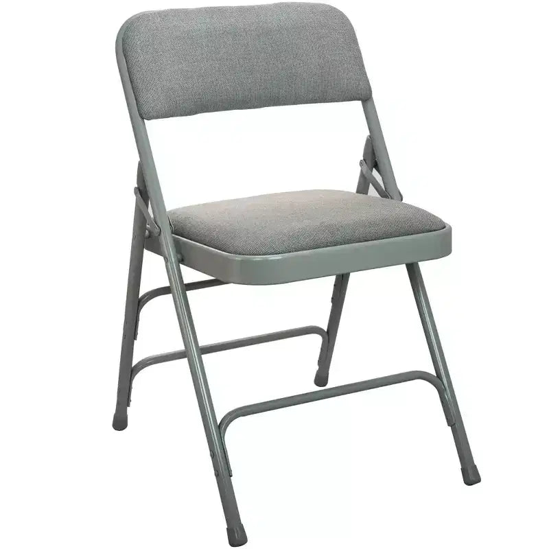 Lot de 4 chaises pliantes en métal rembourrées beiges - Assise en tissu