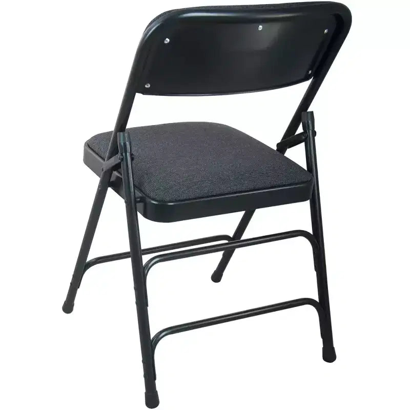 Lot de 4 chaises pliantes en métal rembourrées beiges - Assise en tissu