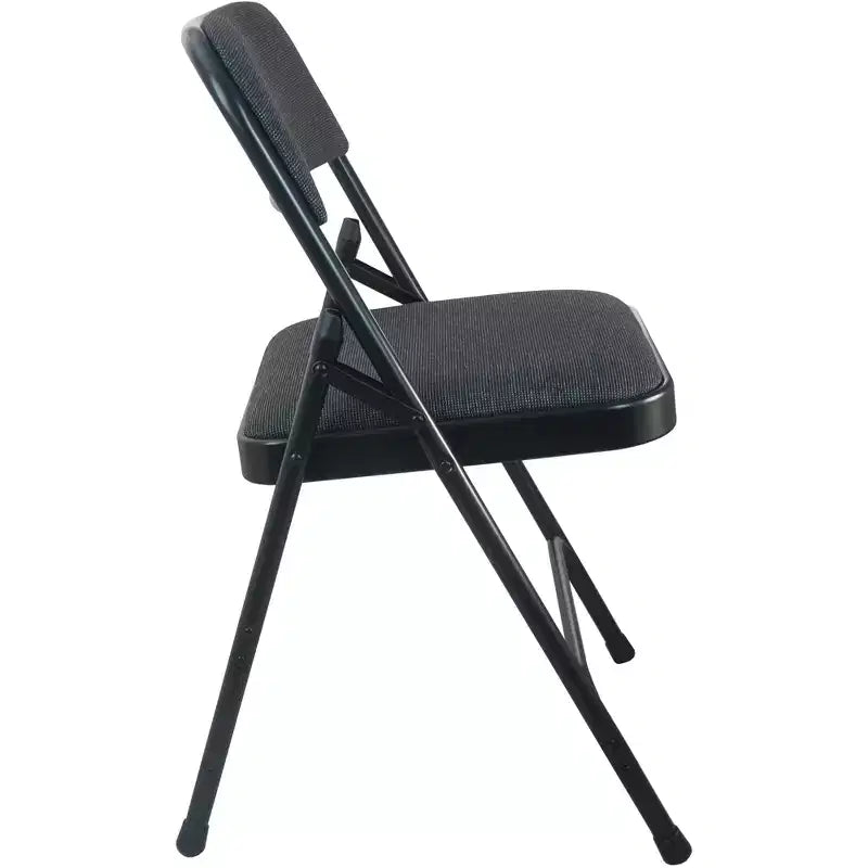 Lot de 4 chaises pliantes en métal rembourrées beiges - Assise en tissu
