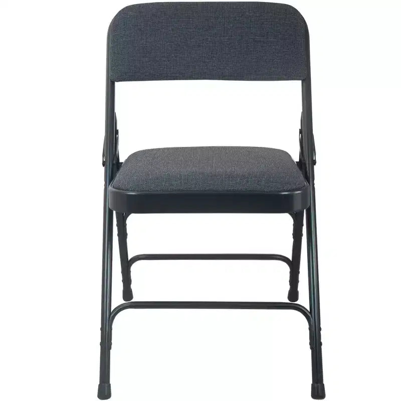 Lot de 4 chaises pliantes en métal rembourrées beiges - Assise en tissu