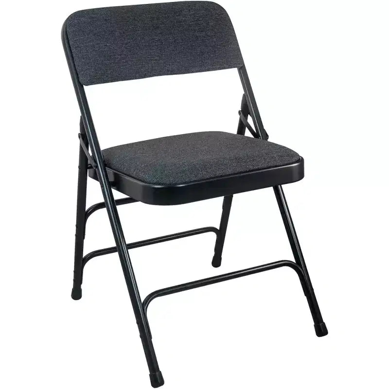 Lot de 4 chaises pliantes en métal rembourrées beiges - Assise en tissu