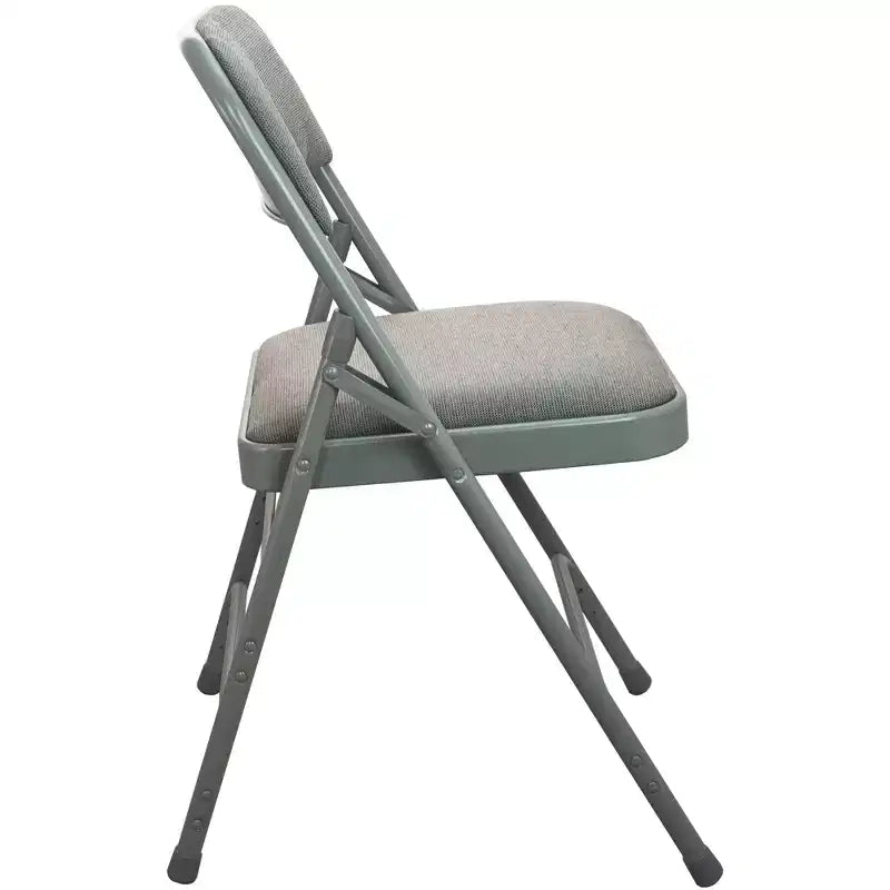 Lot de 4 chaises pliantes en métal rembourrées beiges - Assise en tissu
