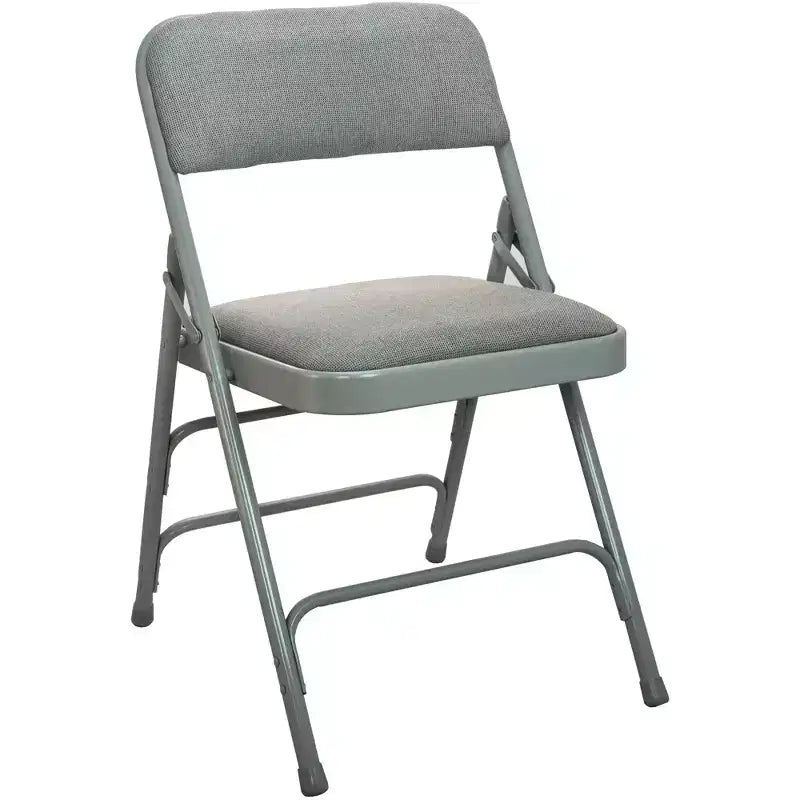 Lot de 4 chaises pliantes en métal rembourrées beiges - Assise en tissu