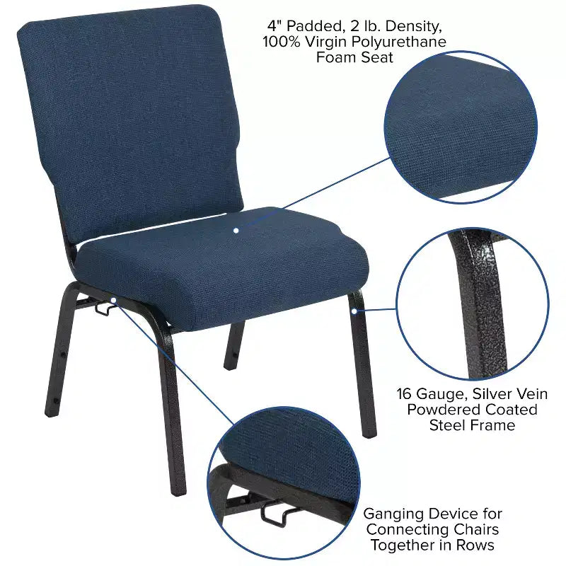 Chaise d'église en mousse moulée de 20,5 po