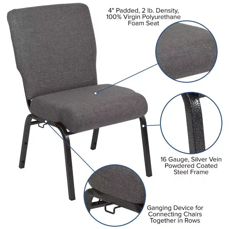 Chaise d'église en mousse moulée de 20,5 po