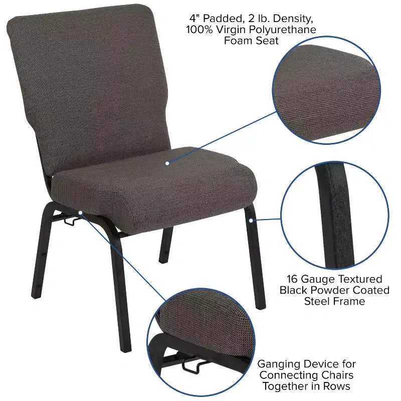 Chaise d'église en mousse moulée de 20,5 po