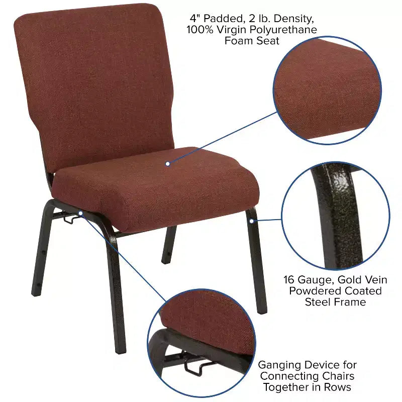 Chaise d'église en mousse moulée de 20,5 po