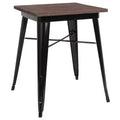 Merrick Lane 23.5 Steel Indoor Contemporary Table With Square Rustic Wood Top